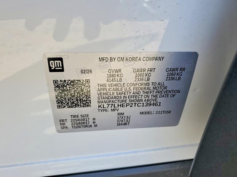 68566376 :رقم المزاد ، KL77LHEP2TC139461 vin ، 2026 Chevrolet Trax مزاد بيع