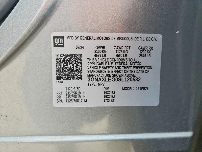 2025 Chevrolet Equinox მანქანა იყიდება აუქციონზე, vin: 3GNAXLEG0SL120532, აუქციონის ნომერი: 68308716