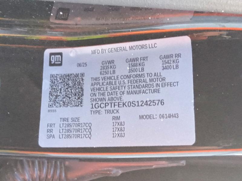 68795396 :رقم المزاد ، 1GCPTFEK0S1242576 vin ، 2025 Chevrolet Colorado مزاد بيع