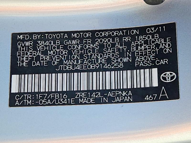 Продаж на аукціоні авто 2011 Toyota Corolla, vin: JTDBU4EE0B9146258, номер лоту: 68817836
