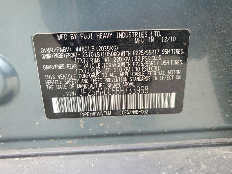 Продаж на аукціоні авто 2011 Subaru Forester, vin: JF2SHADC5BH733968, номер лоту: 69189936
