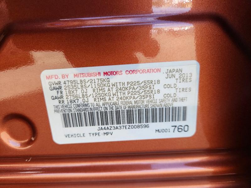 2014 Mitsubishi Outlander მანქანა იყიდება აუქციონზე, vin: JA4AZ3A37EZ008596, აუქციონის ნომერი: 69906156