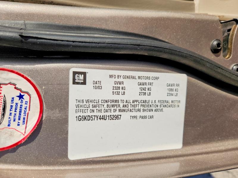 2004 Cadillac Deville მანქანა იყიდება აუქციონზე, vin: 1G6KD57Y44U152967, აუქციონის ნომერი: 67872626