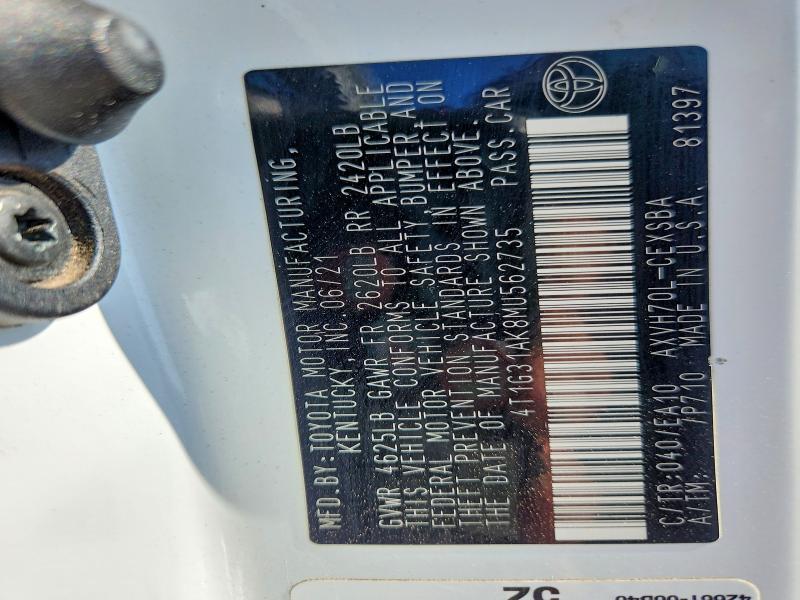 Aukcja sprzedaży 2021 Toyota Camry, vin: 4T1G31AK8MU562735, numer aukcji: 68779146