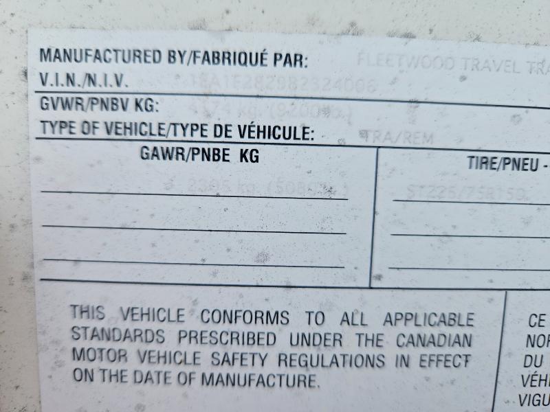 2008 Terry Recreational Vehicle (rv) მანქანა იყიდება აუქციონზე, vin: 1EA1F282982324006, აუქციონის ნომერი: 70000356