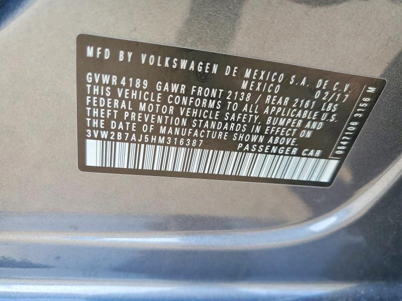 Продаж на аукціоні авто 2017 Volkswagen Jetta, vin: 3VW2B7AJ5HM316387, номер лоту: 68403446