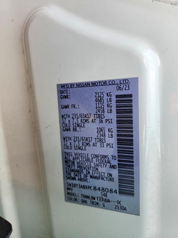 2023 Nissan Rogue მანქანა იყიდება აუქციონზე, vin: 5N1BT3ABXPC848084, აუქციონის ნომერი: 70898266