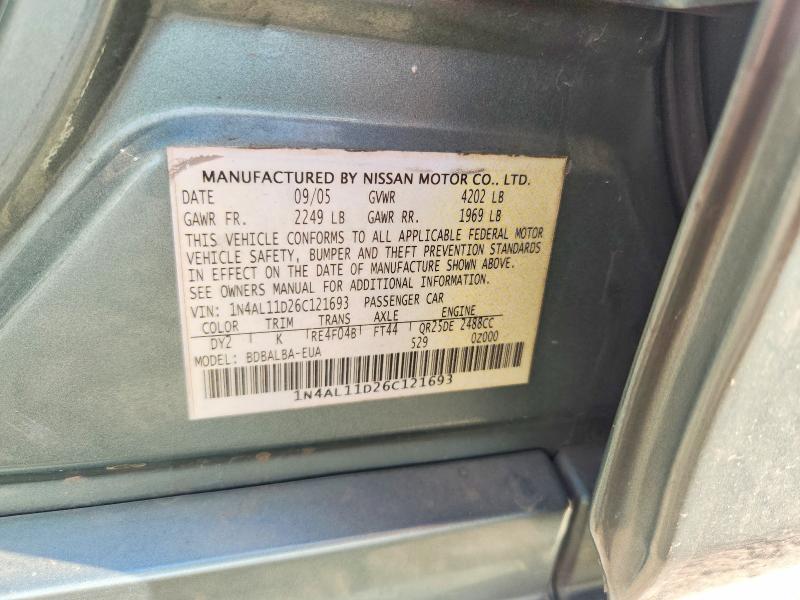 Продажа на аукционе авто 2006 Nissan Altima, vin: 1N4AL11D26C121693, номер лота: 70945646