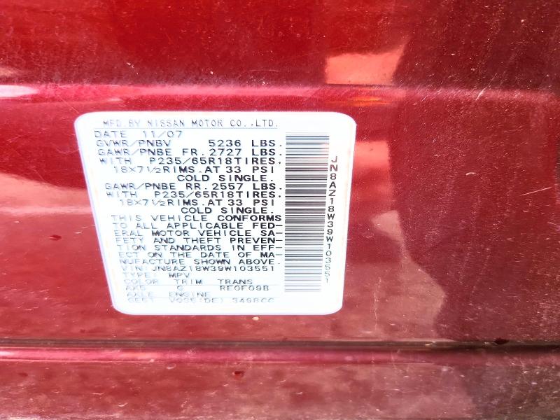 Aukcja sprzedaży 2009 Nissan Murano, vin: JN8AZ18W39W103551, numer aukcji: 69283236