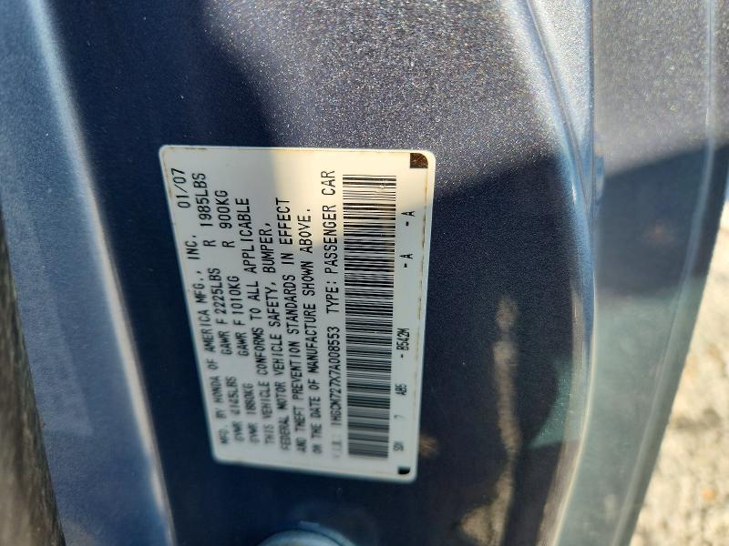 2007 Honda Accord მანქანა იყიდება აუქციონზე, vin: 1HGCM727X7A008553, აუქციონის ნომერი: 66598346