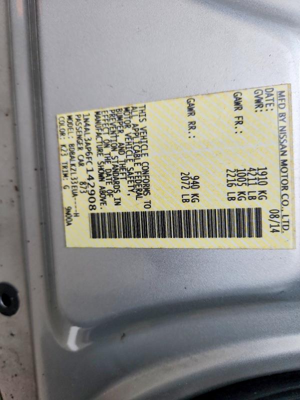 Продаж на аукціоні авто 2015 Nissan Altima, vin: 1N4AL3AP6FC142908, номер лоту: 69849056