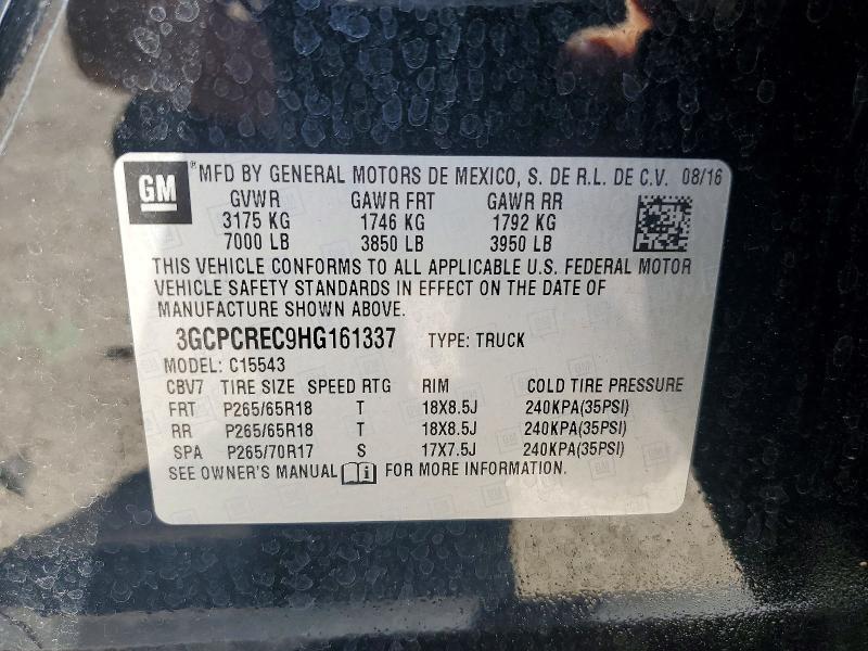 69147196 :رقم المزاد ، 3GCPCREC9HG161337 vin ، 2017 Chevrolet Silverado مزاد بيع