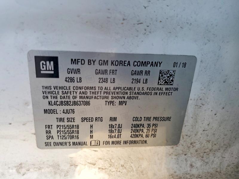 Продажа на аукционе авто 2018 Buick Encore, vin: KL4CJBSB2JB637086, номер лота: 69190826