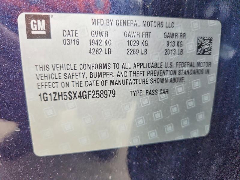 Продаж на аукціоні авто 2016 Chevrolet Malibu, vin: 1G1ZH5SX4GF258979, номер лоту: 69951796