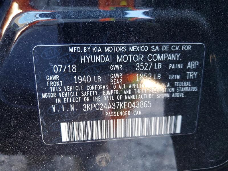 67219656 :رقم المزاد ، 3KPC24A37KE043865 vin ، 2019 Hyundai Accent مزاد بيع
