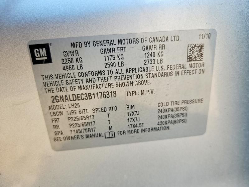 Aukcja sprzedaży 2011 Chevrolet Equinox, vin: 2GNALDEC3B1176318, numer aukcji: 67985446