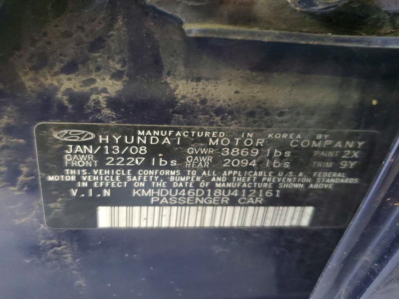 Aukcja sprzedaży 2008 Hyundai Elantra, vin: KMHDU46D18U412161, numer aukcji: 69167016