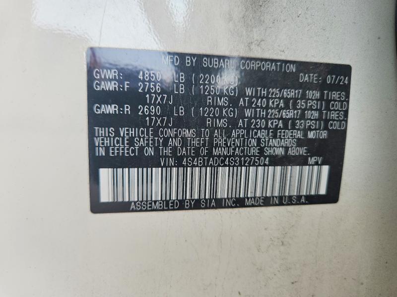 Продажа на аукционе авто 2025 Subaru Outback, vin: 4S4BTADC4S3127504, номер лота: 69224396