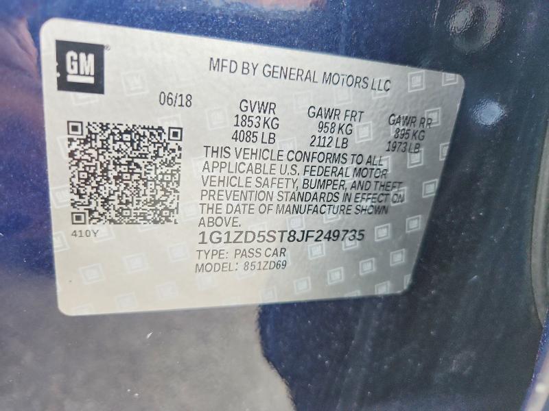 Продажа на аукционе авто 2018 Chevrolet Malibu, vin: 1G1ZD5ST8JF249735, номер лота: 68650696