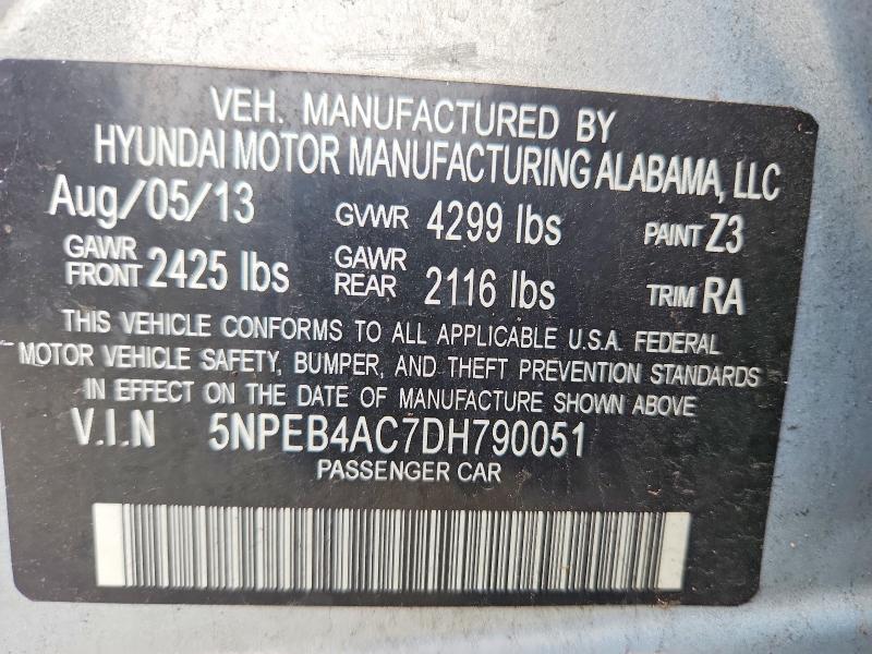 Aukcja sprzedaży 2013 Hyundai Sonata, vin: 5NPEB4AC7DH790051, numer aukcji: 68068526