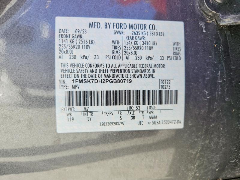 68689646 :رقم المزاد ، 1FMSK7DH2PGB80719 vin ، 2023 Ford Explorer مزاد بيع