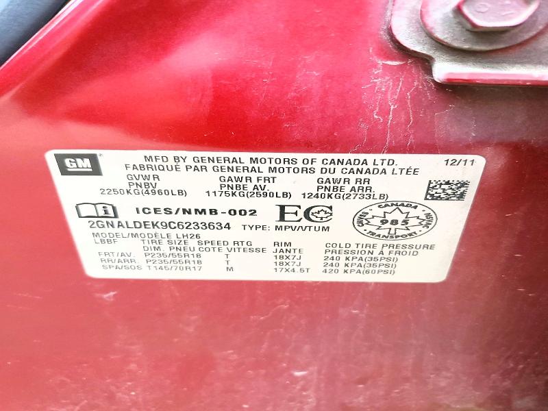 2012 Chevrolet Equinox მანქანა იყიდება აუქციონზე, vin: 2GNALDEK9C6233634, აუქციონის ნომერი: 69177746
