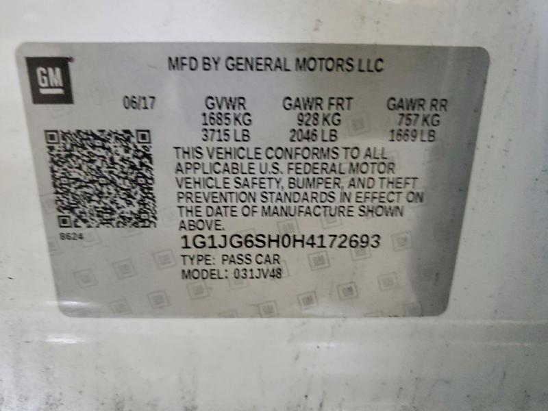 Aukcja sprzedaży 2017 Chevrolet Sonic, vin: 1G1JG6SH0H4172693, numer aukcji: 69416816