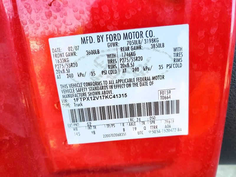 Aukcja sprzedaży 2007 Ford F150, vin: 1FTPX12V17KC41315, numer aukcji: 68852926