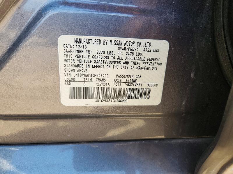 2013 Infiniti G37 Sedan მანქანა იყიდება აუქციონზე, vin: JN1CV6AP4DM306200, აუქციონის ნომერი: 69221316
