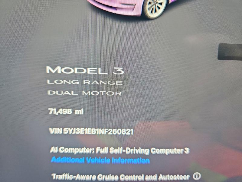 2022 Tesla Model 3 მანქანა იყიდება აუქციონზე, vin: 5YJ3E1EB1NF260821, აუქციონის ნომერი: 70001276
