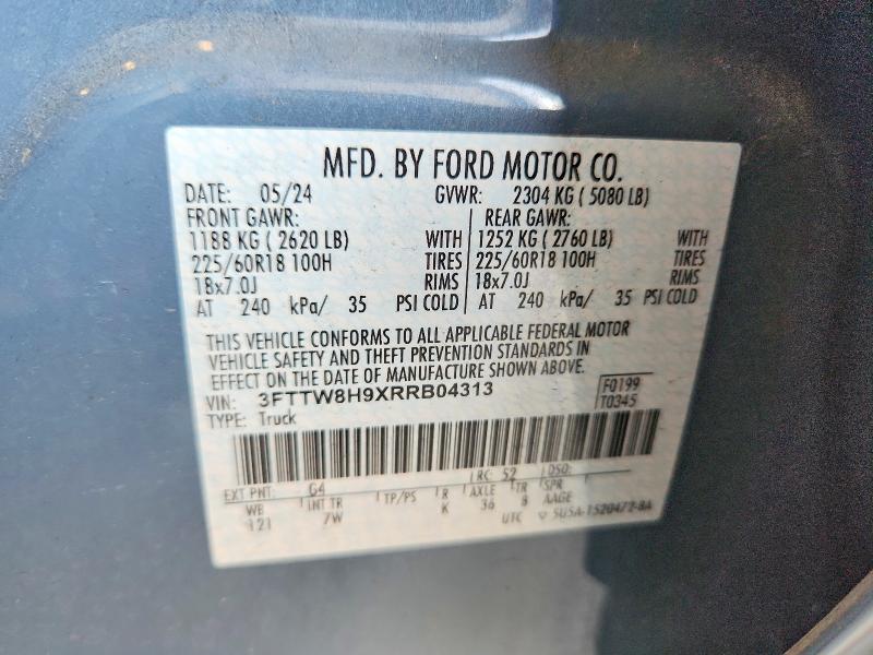 67838126 :رقم المزاد ، 3FTTW8H9XRRB04313 vin ، 2024 Ford Maverick مزاد بيع