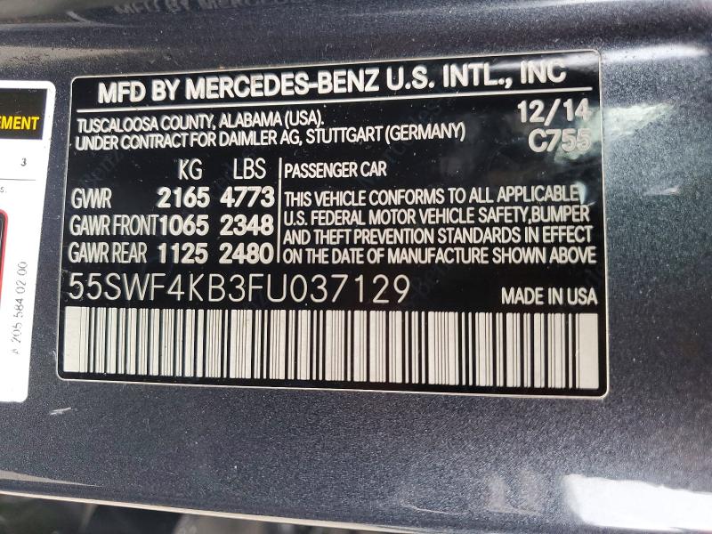 Aukcja sprzedaży 2015 Mercedes-benz C, vin: 55SWF4KB3FU037129, numer aukcji: 66990396