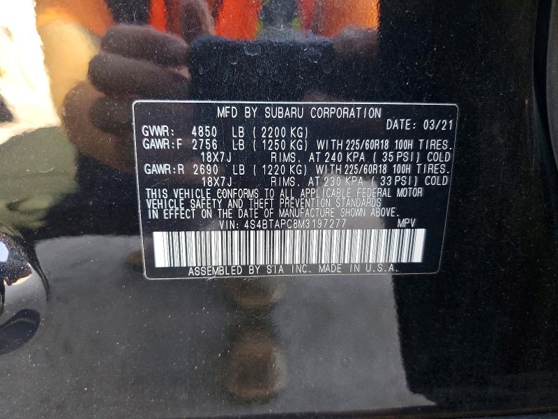 67357856 :رقم المزاد ، 4S4BTAPC8M3197277 vin ، 2021 Subaru Outback مزاد بيع
