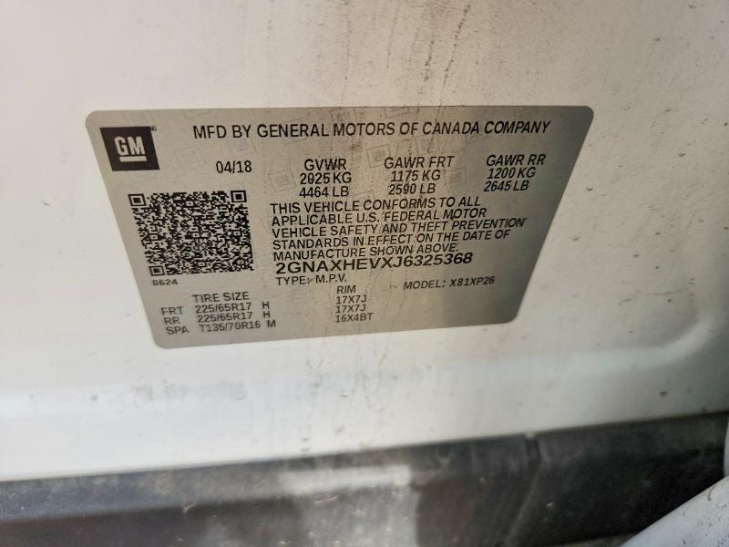 70734246 :رقم المزاد ، 2GNAXHEVXJ6325368 vin ، 2018 Chevrolet Equinox مزاد بيع