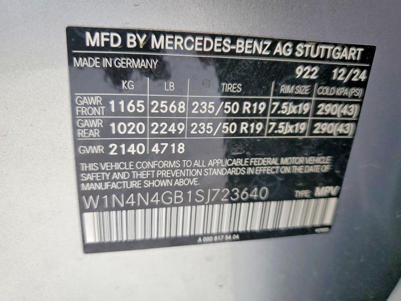 Aukcja sprzedaży 2025 Mercedes-benz Gla, vin: W1N4N4GB1SJ723640, numer aukcji: 68855346