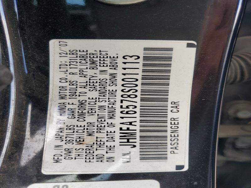 Продаж на аукціоні авто 2008 Honda Civic, vin: JHMFA16578S001113, номер лоту: 69388826