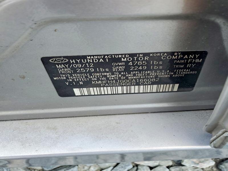 Продаж на аукціоні авто 2012 Hyundai Azera, vin: KMHFH4JG0CA166082, номер лоту: 69224226