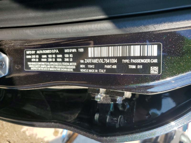 Aukcja sprzedaży 2020 Alfa Romeo Giulia, vin: ZARFAMEVXL7641094, numer aukcji: 68866656