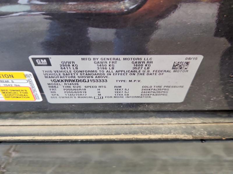 Aukcja sprzedaży 2016 Gmc Acadia, vin: 1GKKRRKD6GJ153333, numer aukcji: 67000976