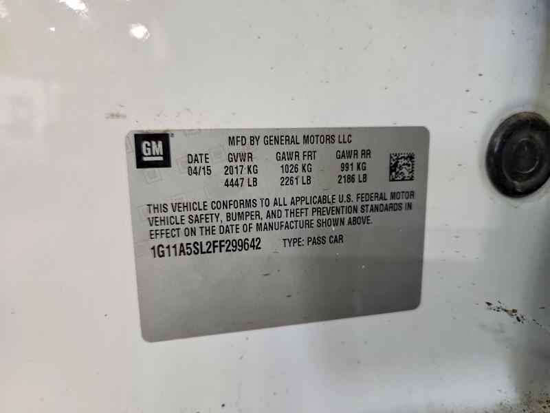 Продажа на аукционе авто 2015 Chevrolet Malibu, vin: 1G11A5SL2FF299642, номер лота: 70789256