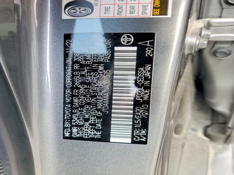 Продажа на аукционе авто 2022 Toyota Mirai, vin: JTDAAAAA7NA007575, номер лота: 69798566