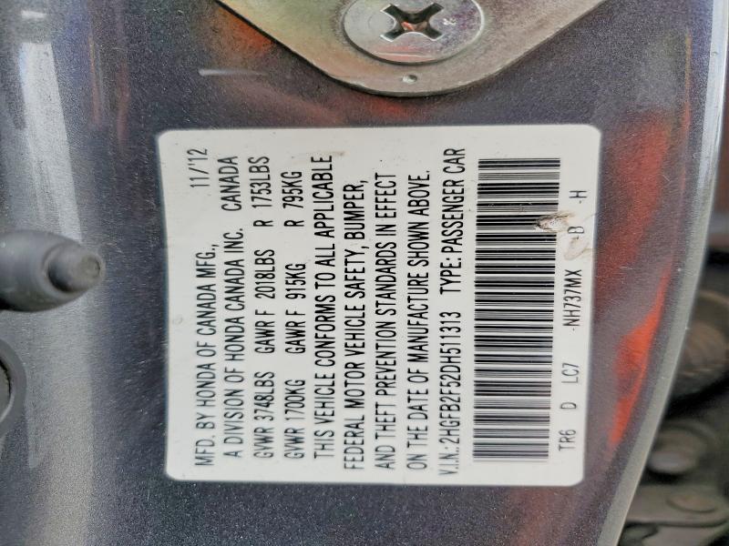 Продаж на аукціоні авто 2013 Honda Civic, vin: 2HGFB2F52DH511313, номер лоту: 68709796