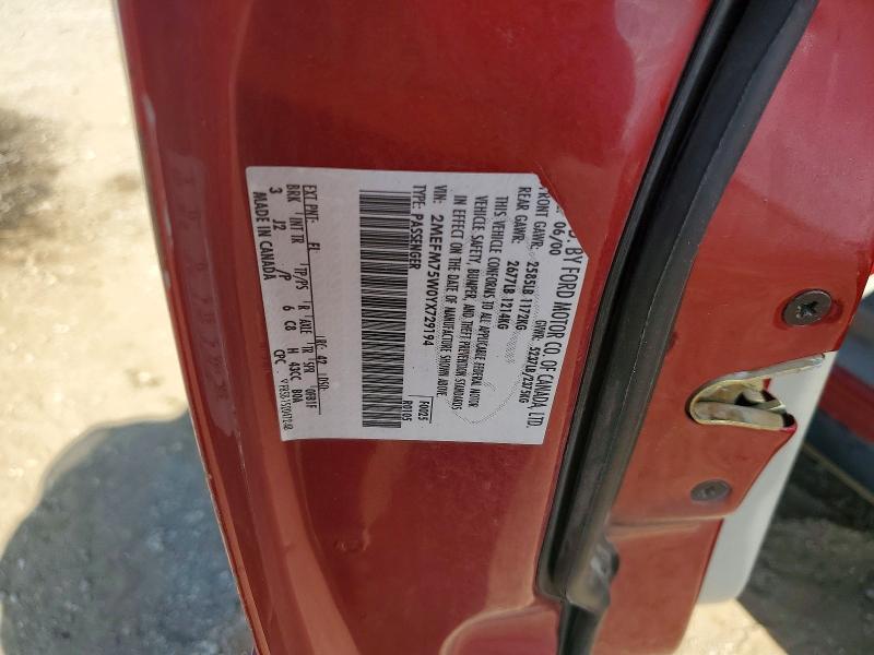 Aukcja sprzedaży 2000 Mercury Grand Marquis, vin: 2MEFM75W0YX729194, numer aukcji: 67621036