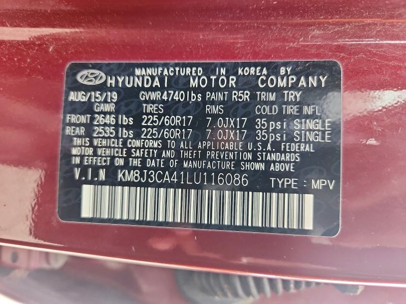 Продаж на аукціоні авто 2020 Hyundai Tucson, vin: KM8J3CA41LU116086, номер лоту: 67189086