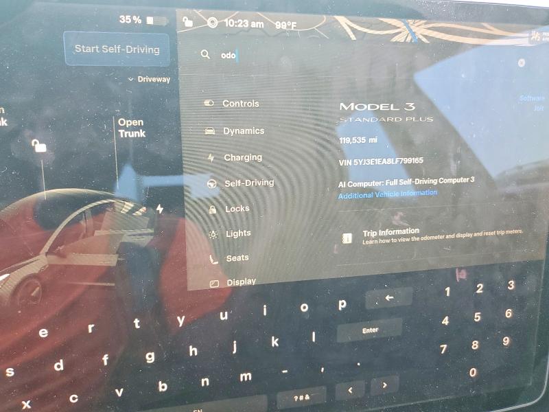 2020 Tesla Model 3 მანქანა იყიდება აუქციონზე, vin: 5YJ3E1EA8LF799165, აუქციონის ნომერი: 66538126