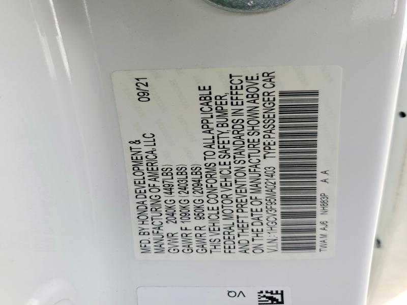 Aukcja sprzedaży 2021 Honda Accord, vin: 1HGCV3F95MA021403, numer aukcji: 67179106