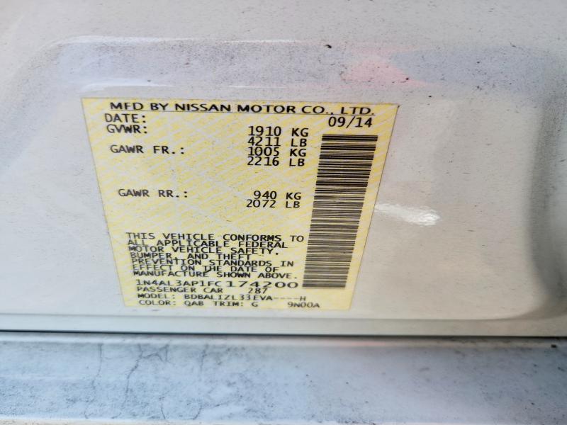 2015 Nissan Altima მანქანა იყიდება აუქციონზე, vin: 1N4AL3AP1FC174200, აუქციონის ნომერი: 68841496
