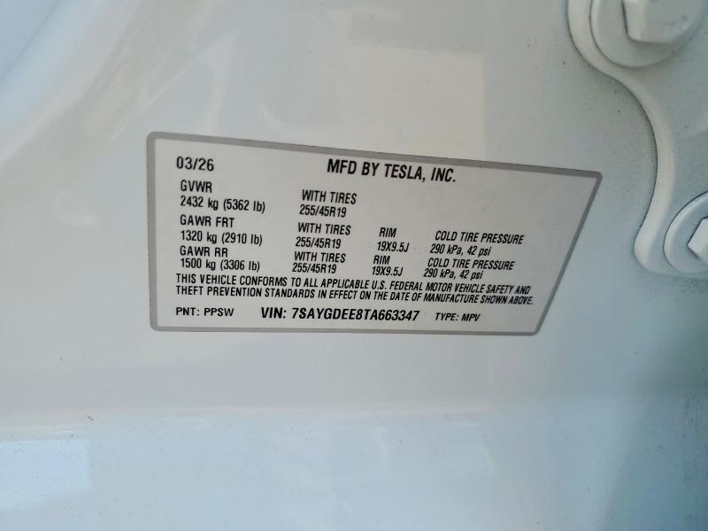 Aukcja sprzedaży 2026 Tesla Model Y, vin: 7SAYGDEE8TA663347, numer aukcji: 67196346