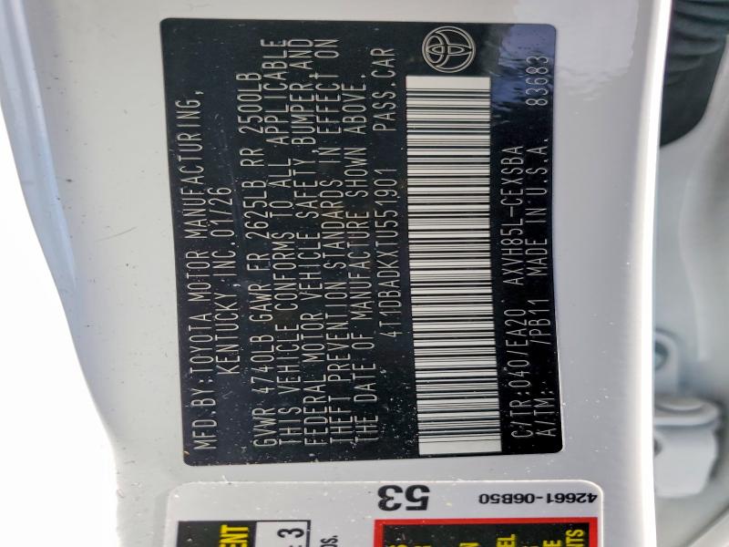 2026 Toyota Camry მანქანა იყიდება აუქციონზე, vin: 4T1DBADKXTU551901, აუქციონის ნომერი: 69413356