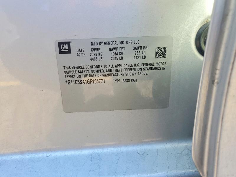 70023766 :رقم المزاد ، 1G11C5SA1GF104771 vin ، 2016 Chevrolet Malibu Limited مزاد بيع